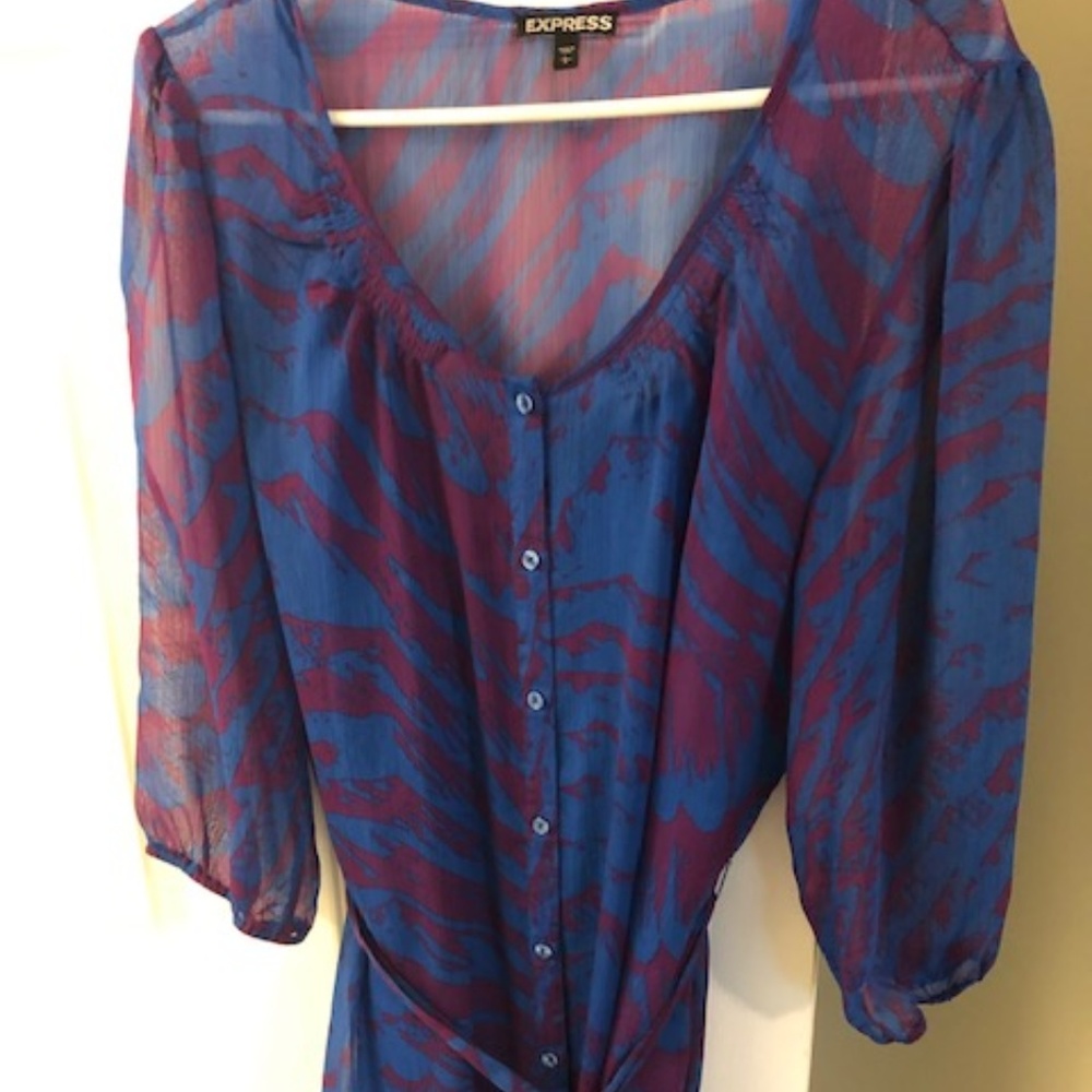 Express Blue and Pink Dress - Size Large